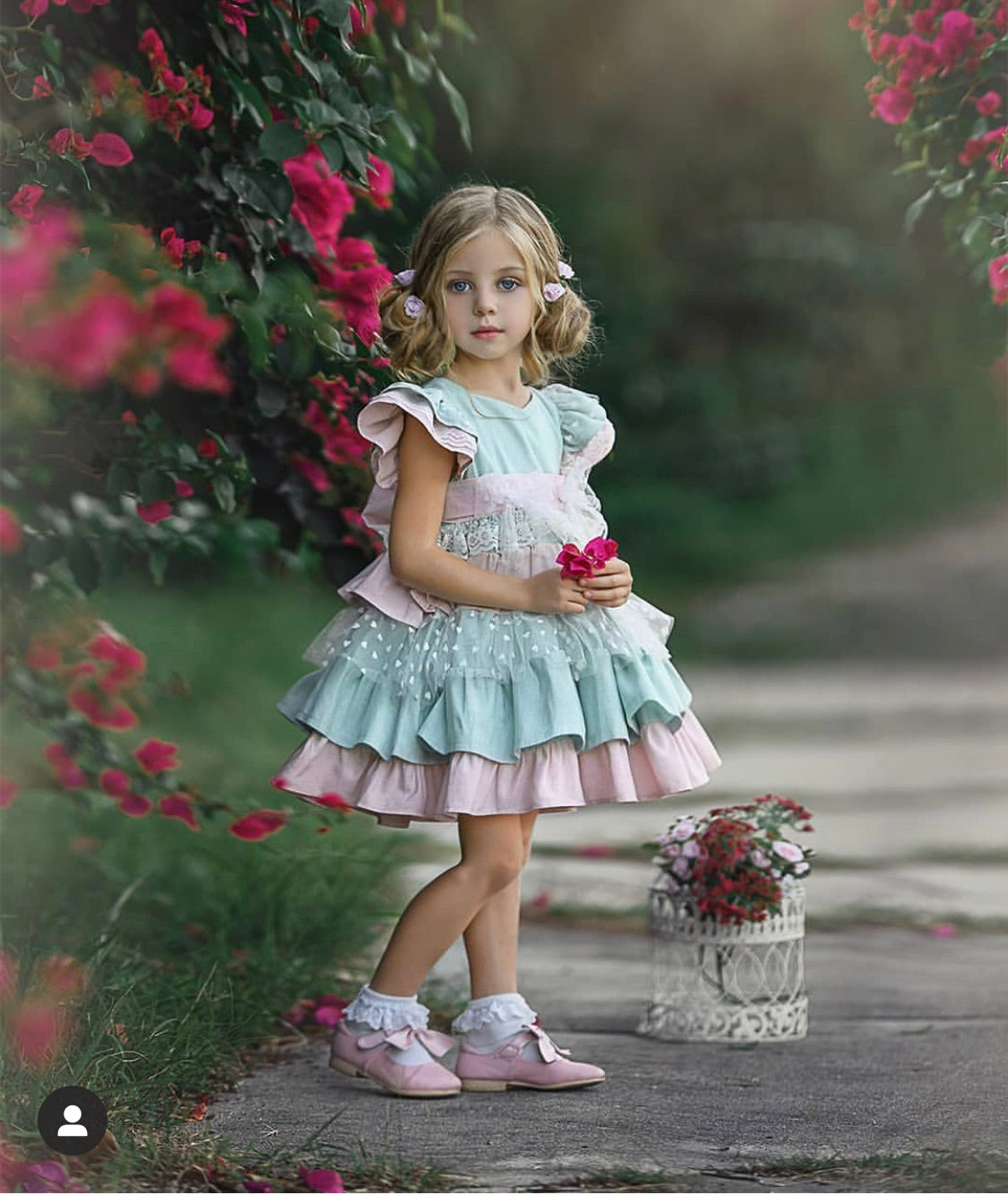 Exclusive Mint and Pink Ruffle Dress